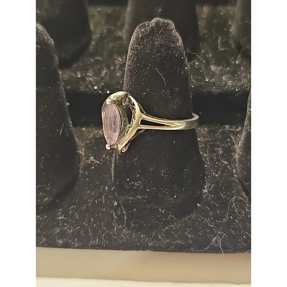 Vintage Avon 925 Sterling Silver Marquise Cut Amethyst Art Deco Ring Size 8.5 - Picture 3 of 8